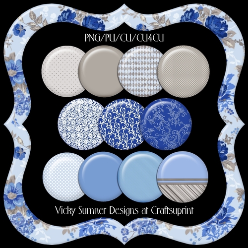 China Blue Fancy Frames Set of 12