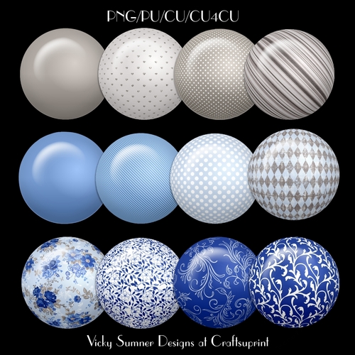 China Blue Brad/Button Embelishment set of 12