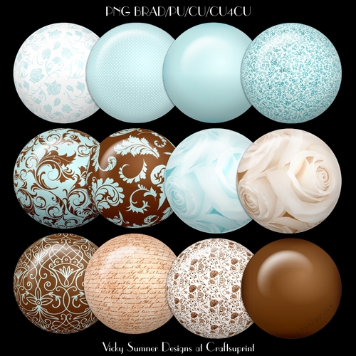 Duck Egg Brad/Button Embelishment set of 12