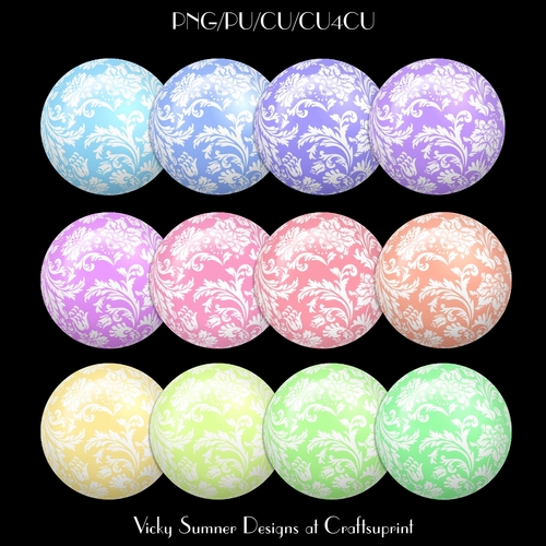 Pastel Floral Brad/Button Embelishment Set of 12