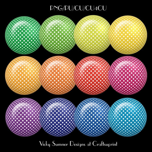 Candy Polka Dot Brad/Button Embelishment Set of 12