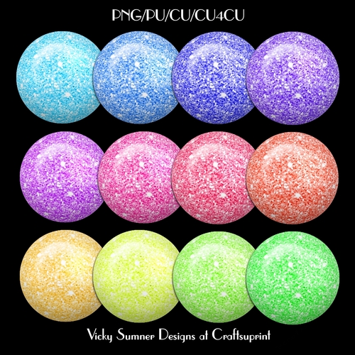 Pastel Glitter Brad/Button Embelishment Set of 12