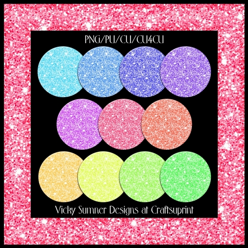 Pastel Glitter Square Chunky Frame set of 12