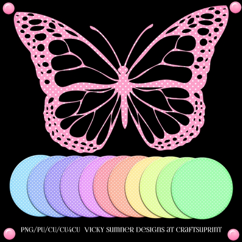 Pastel Polka Dot Butterflies Set of 12