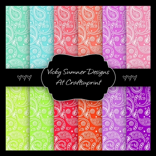 Summer Paisley A4 Paper Set of 12 + 1 Bonus Paper