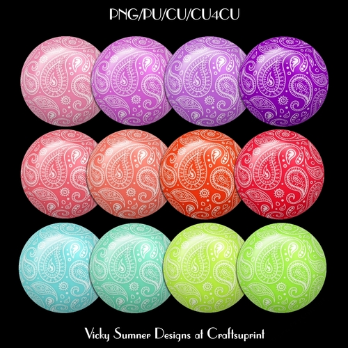 Summer Paisley Brad set of 12 + 1 Bonus Brad