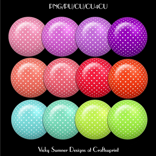 Summer Polka Dot Brad set of 12 + 1 Bonus Brad