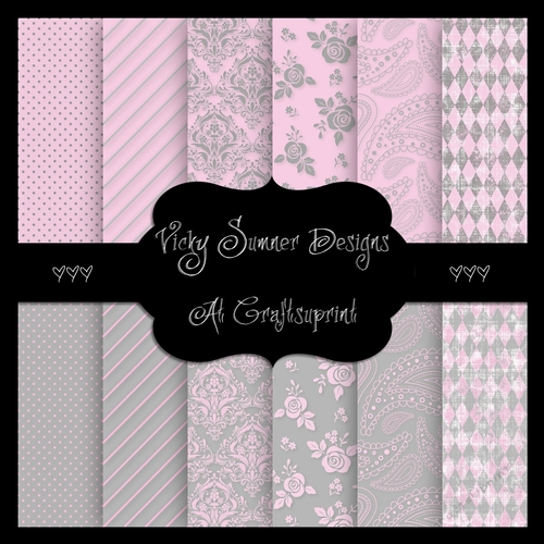 Pink and Grey A4 Paper Set of 12