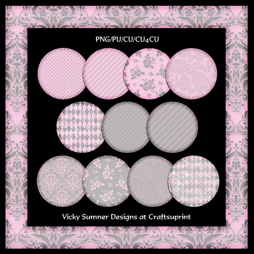 Pink anf Grey Chunky Square Frames set of 12