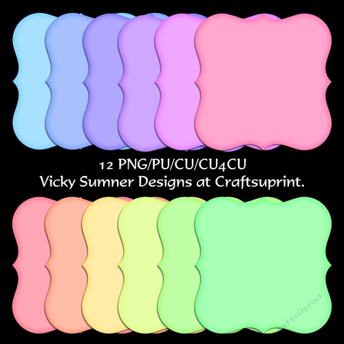Fancy Shaped Pastel Mat/Topper 2 set of 12
