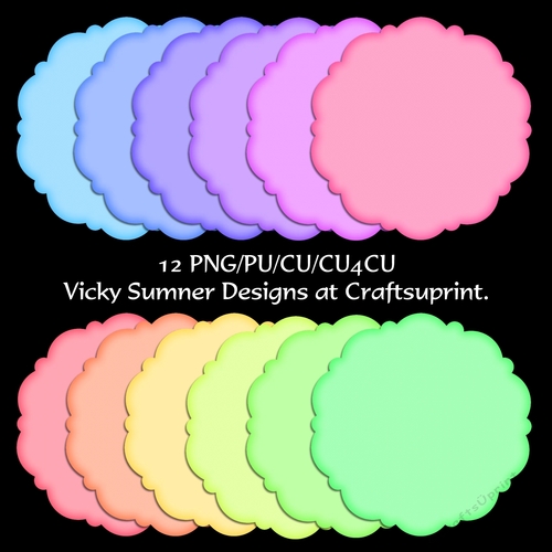 Fancy Shaped Pastel Mat/Topper 3 set of 12