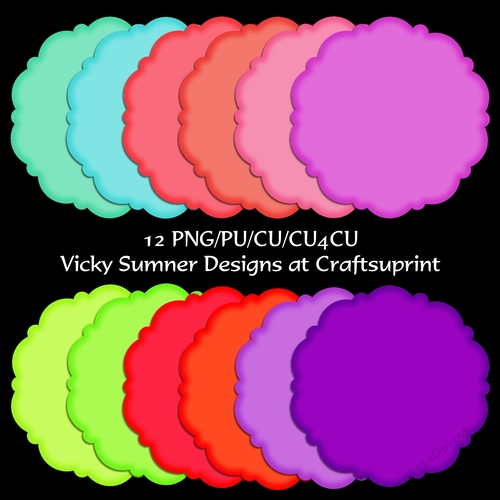 Fancy Shaped Summer Mat/Topper 3  set of 12