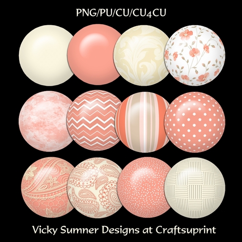 Peaches and Cream Brad/Button Embelishment set of 12