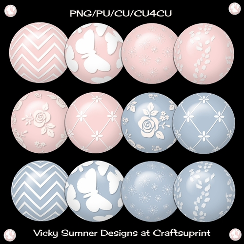 Shabby Garden Brad/Button Embelishment set of 12