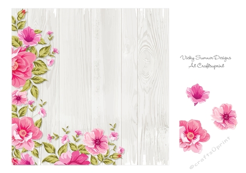 Shabby White Wood with Corner Flower