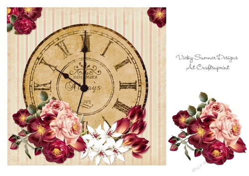 Vintage Clock with Roses