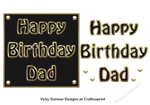 Happy Birthday Dad Gold Edged Effect
