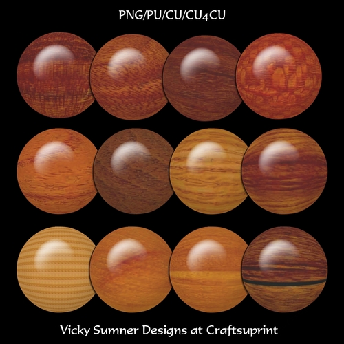 Wood Effect Brad/Button Embelishment set of 12