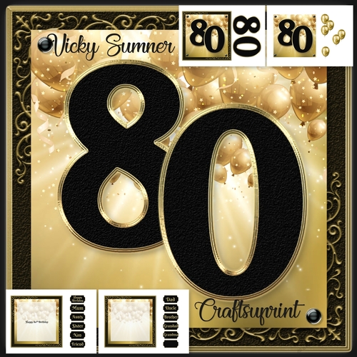 80th Birthday Black and Gold 