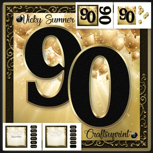 90th Birthday Black and Gold 