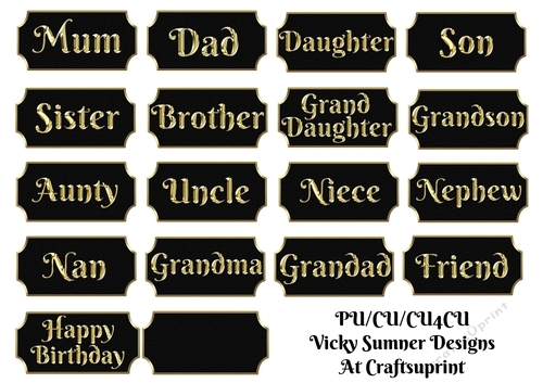 Black and Gold Family Sentiment Tags