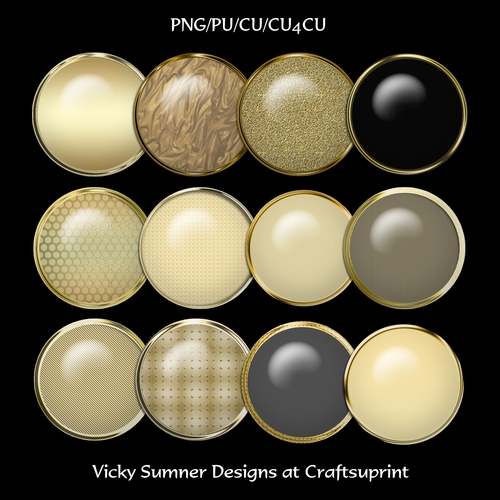 Gold Edged Brad/Button Embelishment set of 12