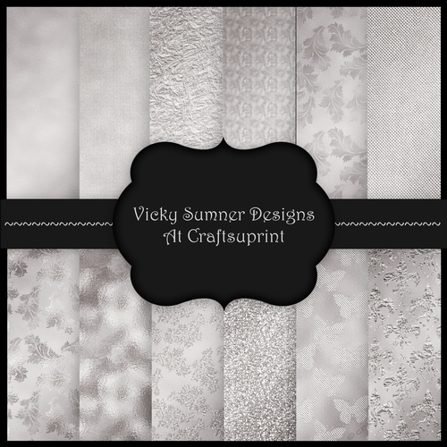 Silver Shimmer A4 Digital Paper set of 12