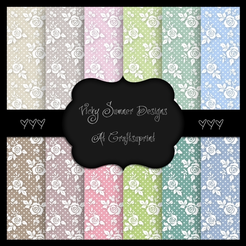 Soft Pastel Rose and Polka Dot A4 Digital Papers set of 12