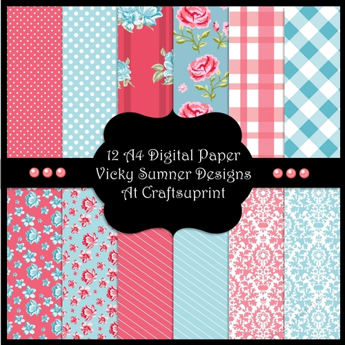 Shabby Chic A4 Digital Paper set of 12