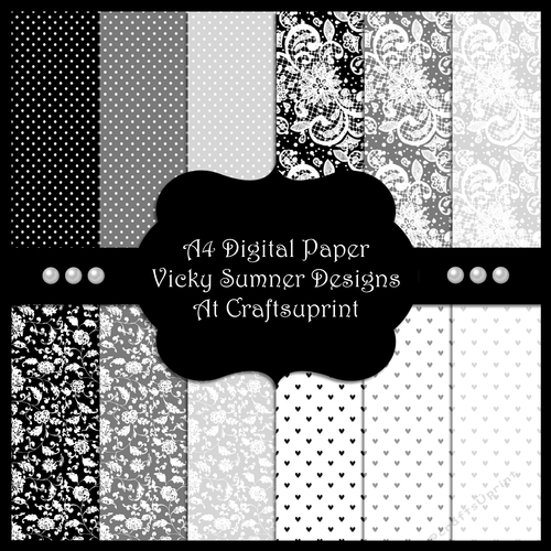 Monochrome 2 A4 Digital Paper set of 12