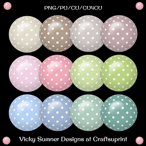 Soft Natural Polka Dot Brads/Button/Embelishments set of 12