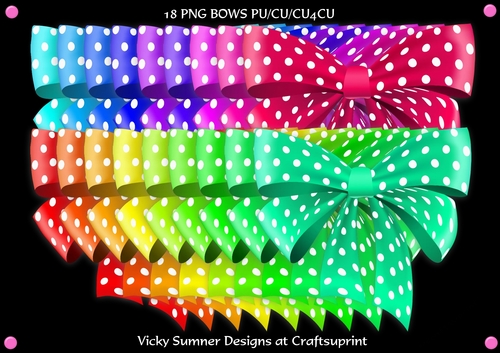 Double Polka Dot Rainbow Bow set of 18