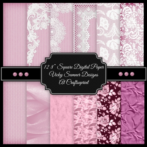 Satin and Lace Square Digital Paper set of 12
