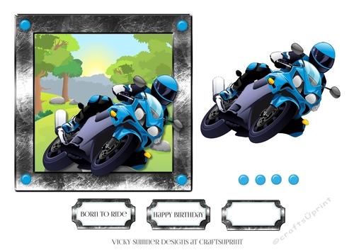 Born to Ride Blue Motorbike