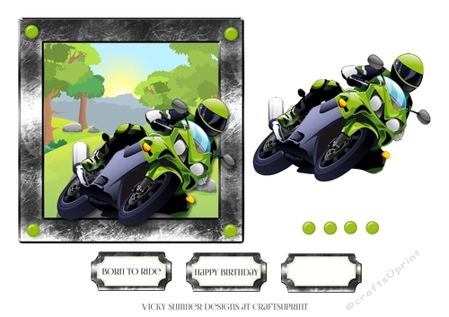 Born to Ride Green Motorbike