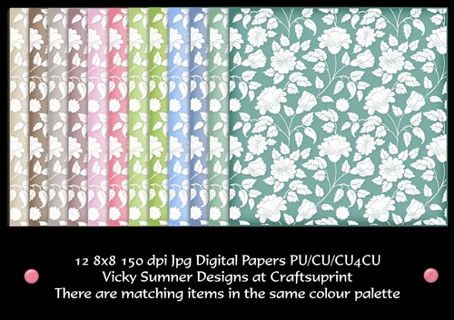 Natural 8x8 Floral Digital Paper