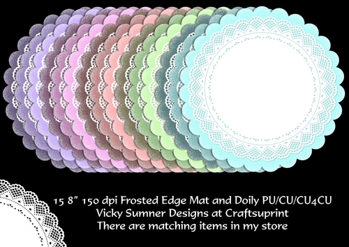 Calm Frosted Edge Mat and Doily set of 15 Shades