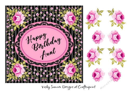 Pink and Black Floral Aunt
