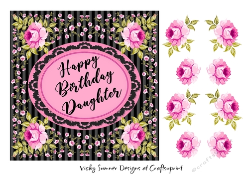 Pink and Black Floral Daughter