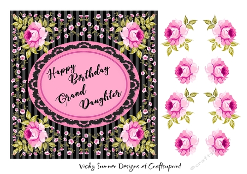 Pink and Black Floral Grand Daughter