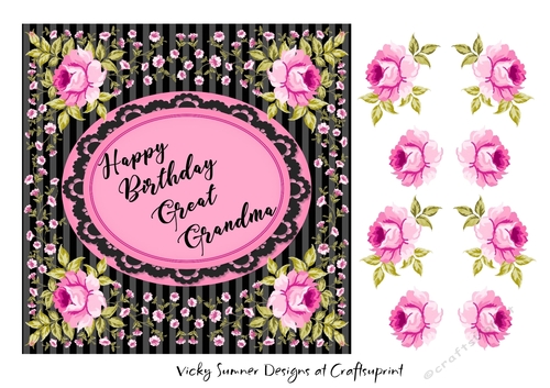Pink and Black Floral Great Grandma