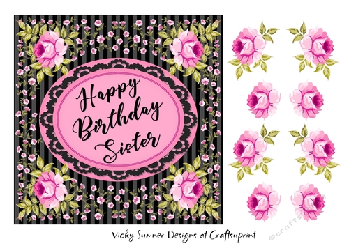 Pink and Black Floral Sister 