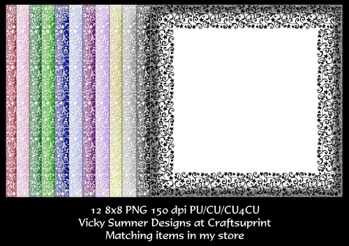 Christmas Frosted Edge White Inlay 8x8 Digital Paper Including Gold and Silver