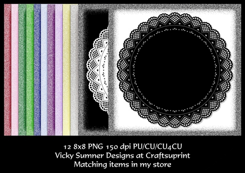Christmas Frosted Edge Doily 8x8 Digital Paper Including Gold and Silver