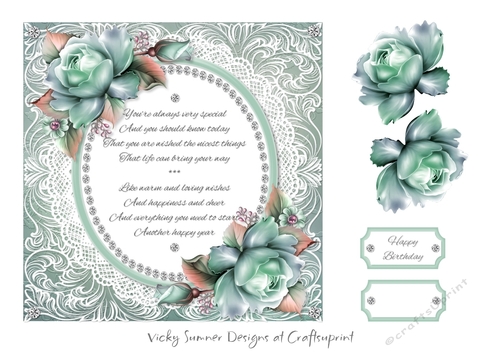 Birthday Verse Floral Green