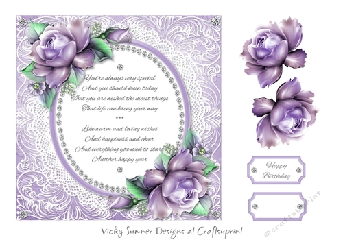 Birthday Verse Floral Lilac