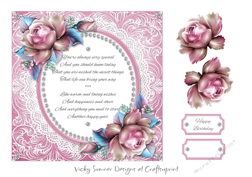 Birthday Verse Floral Pink