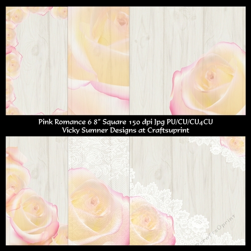 Pink Romance 8x8 Digital Paper set of 6