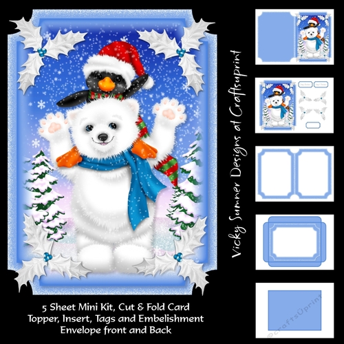 Christmas Bear and Penguin Cut and Fold