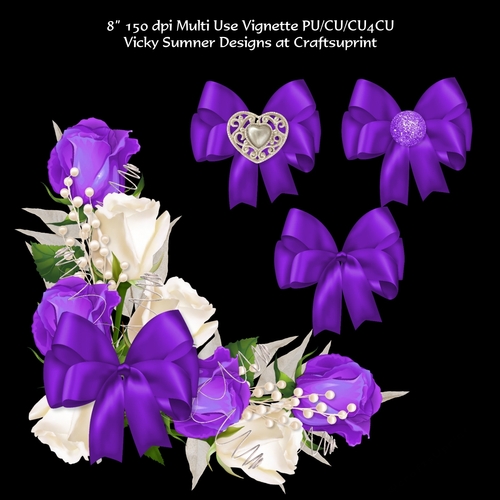 Rose Bud and Bow Purple Vignette